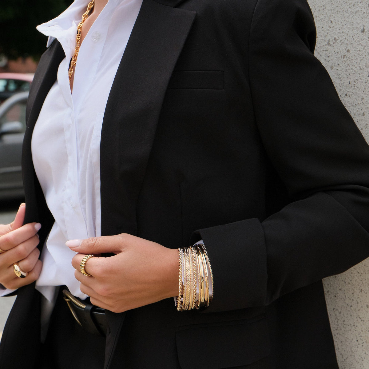 Mood Gold Textured Stacker Bangles - Pack Of 6