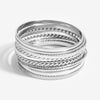 Mood Silver Textured Stacker Bangles - Pack Of 6