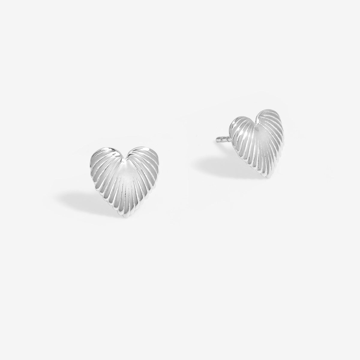 Simply Silver Sterling Silver 925 Polished Ridge Heart Stud Earrings