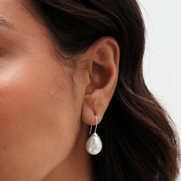 Simply Silver Sterling Silver 925 Pearl Classic Fishhook Earrings