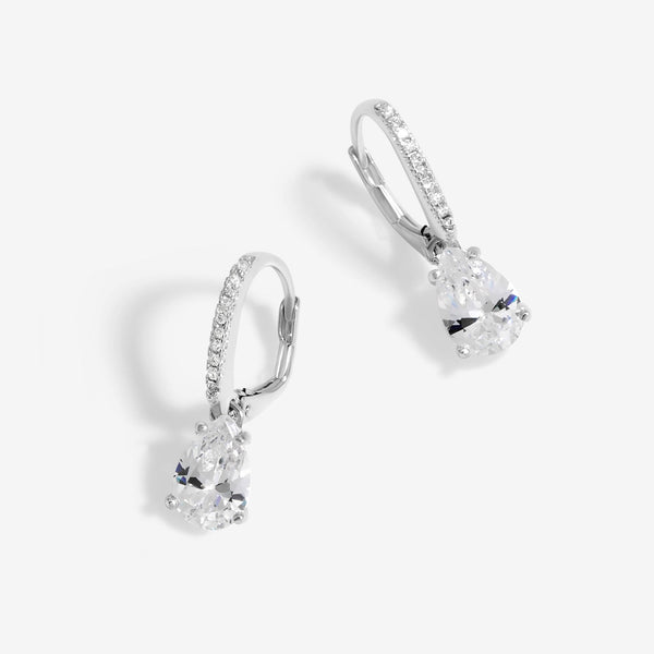 Simply Silver Sterling Silver 925 Cubic Zirconia Crystal Drop Hoop Earrings