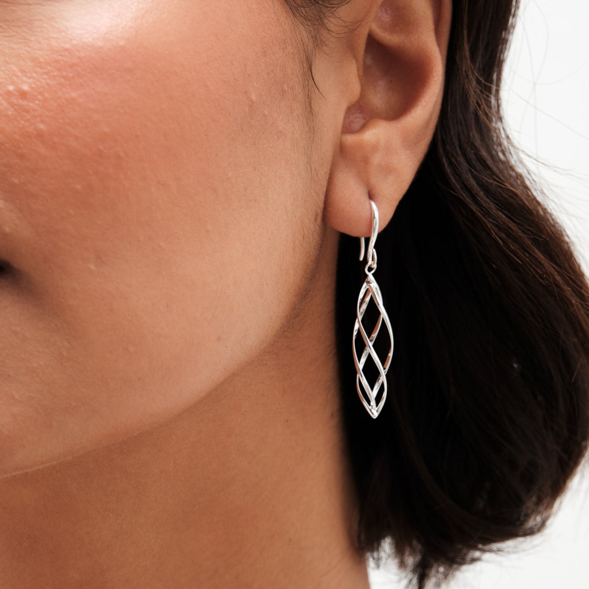 Simply Silver Sterling Silver 925 Polished Spiral  Drop Earrings