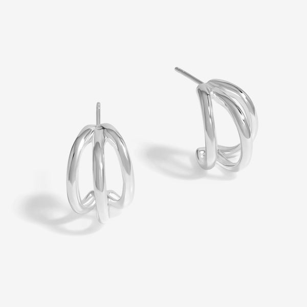 Simply Silver Sterling Silver 925 Polished Triple Row Hoop Earrings