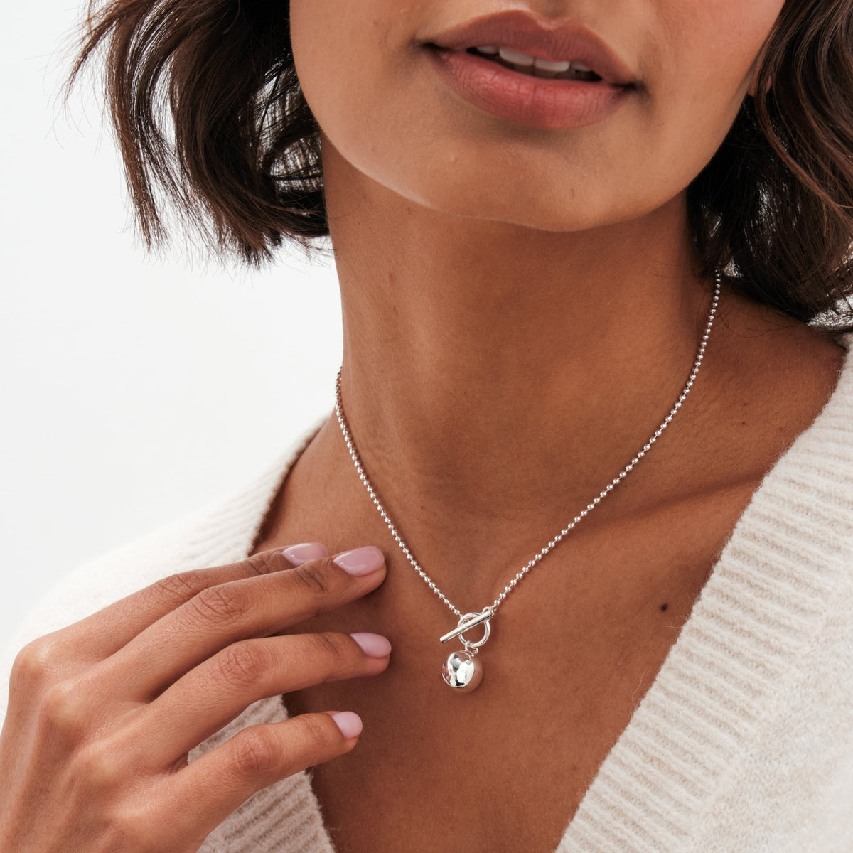 Simply Silver Sterling Silver 925 Polished Orb Necklace