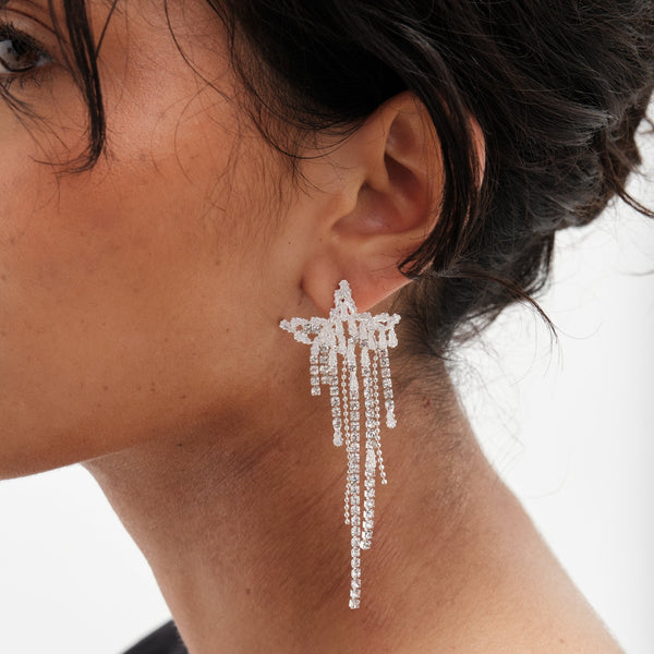 Mood Silver Crystal Star Shower Drop Earrings