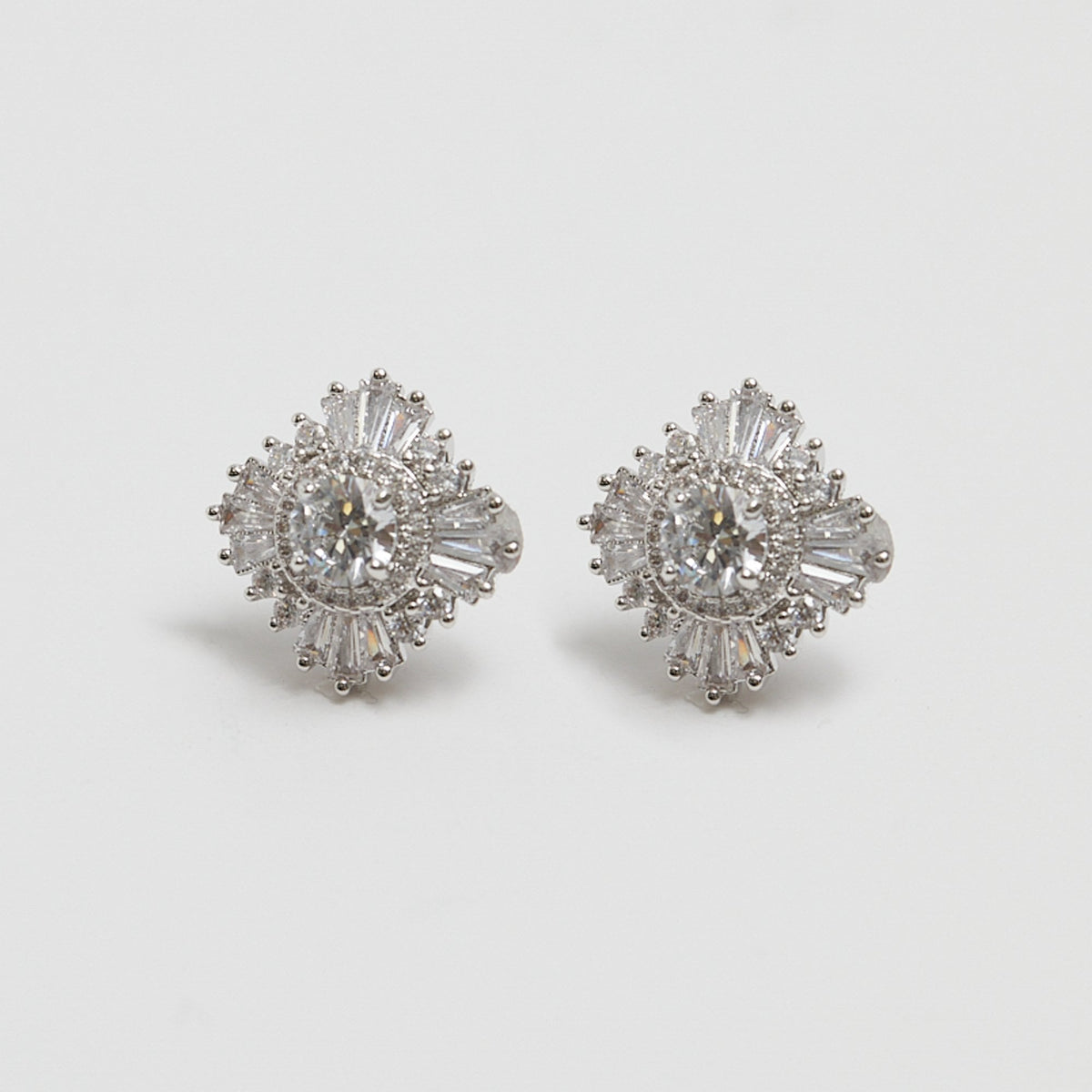 Jon Richard Silver Plated Cubic Zirconia Starburst Stud Earrings
