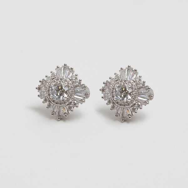 Jon Richard Silver Plated Cubic Zirconia Starburst Stud Earrings