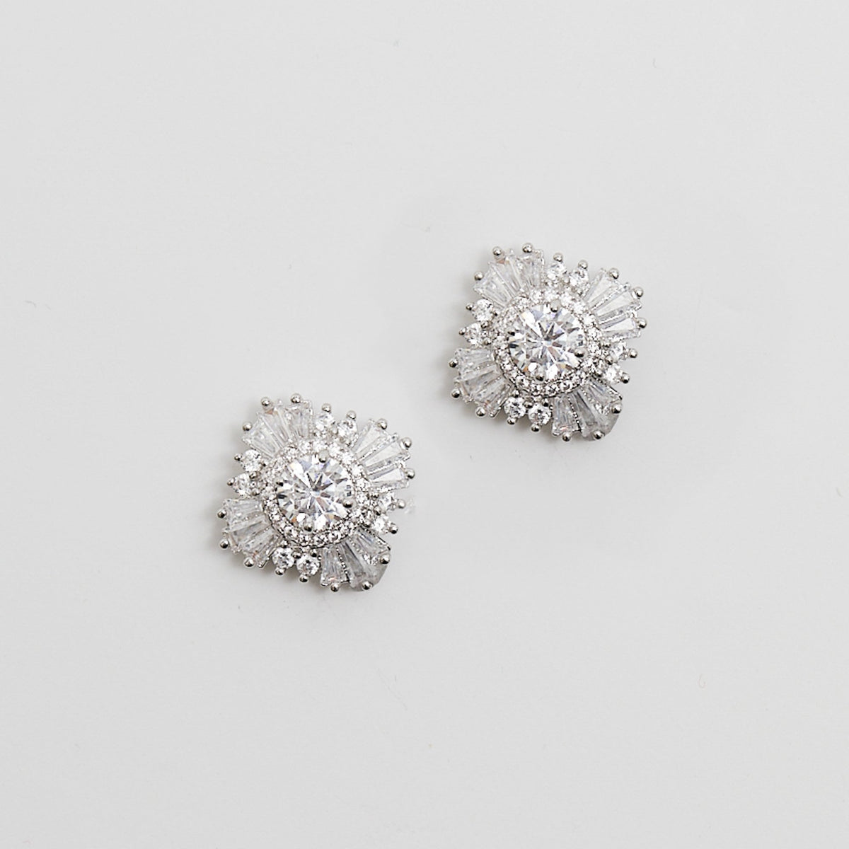 Jon Richard Silver Plated Cubic Zirconia Starburst Stud Earrings