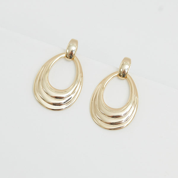 Jon Richard Gold Plated Open Textured Door Knocker Earrings
