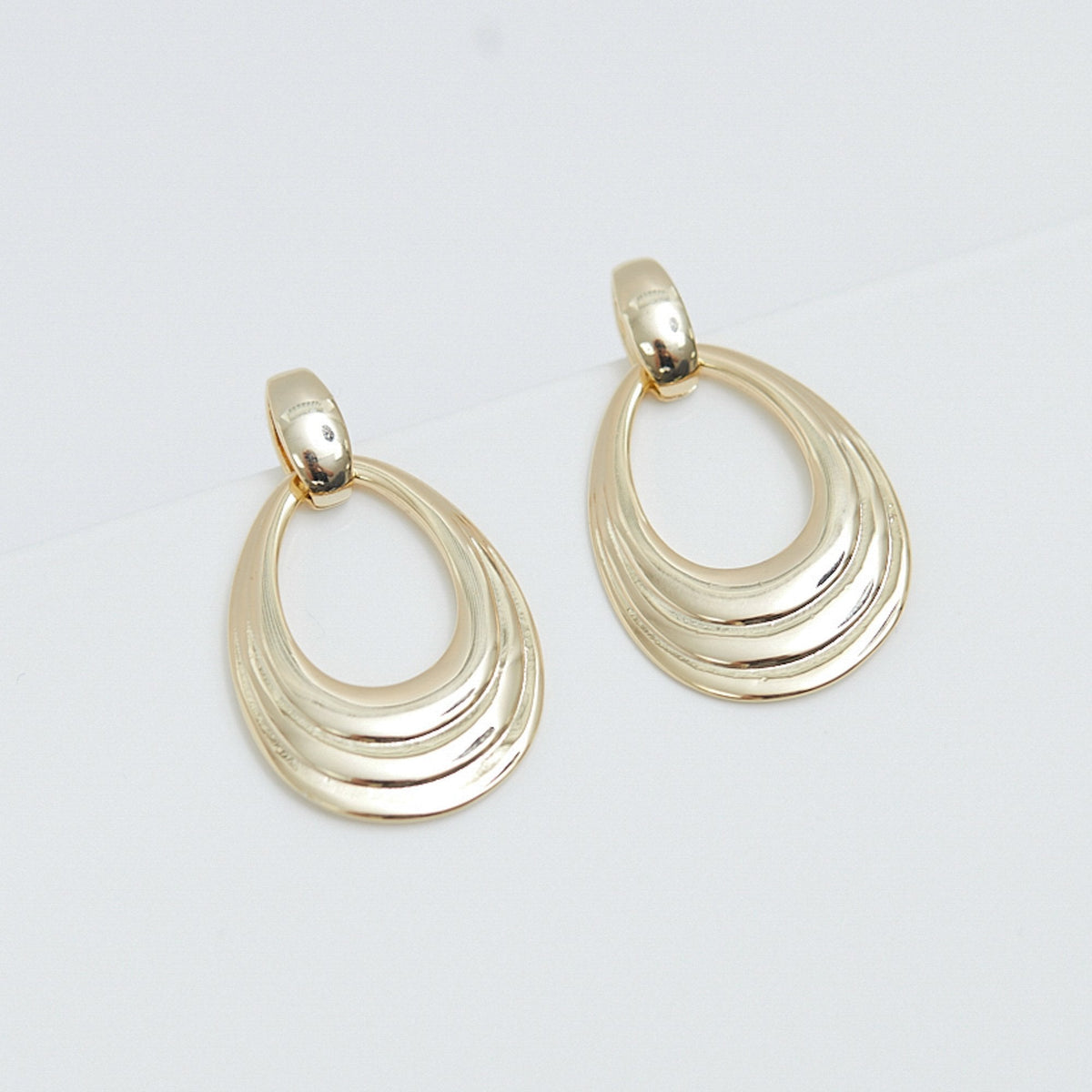 Jon Richard Gold Plated Open Textured Door Knocker Earrings
