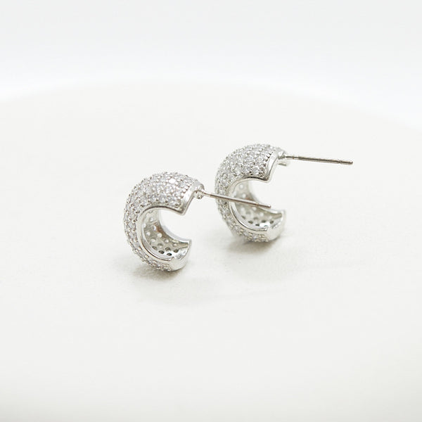 Jon Richard Rhodium Plated Cubic Zirconia Half Hoop Earrings