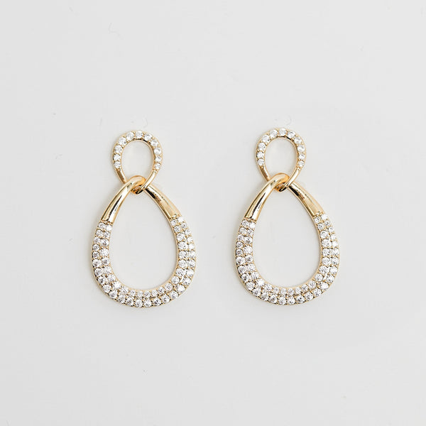 Jon Richard Gold Plated Cubic Zirconia And Polished Open Peardrop Earrings