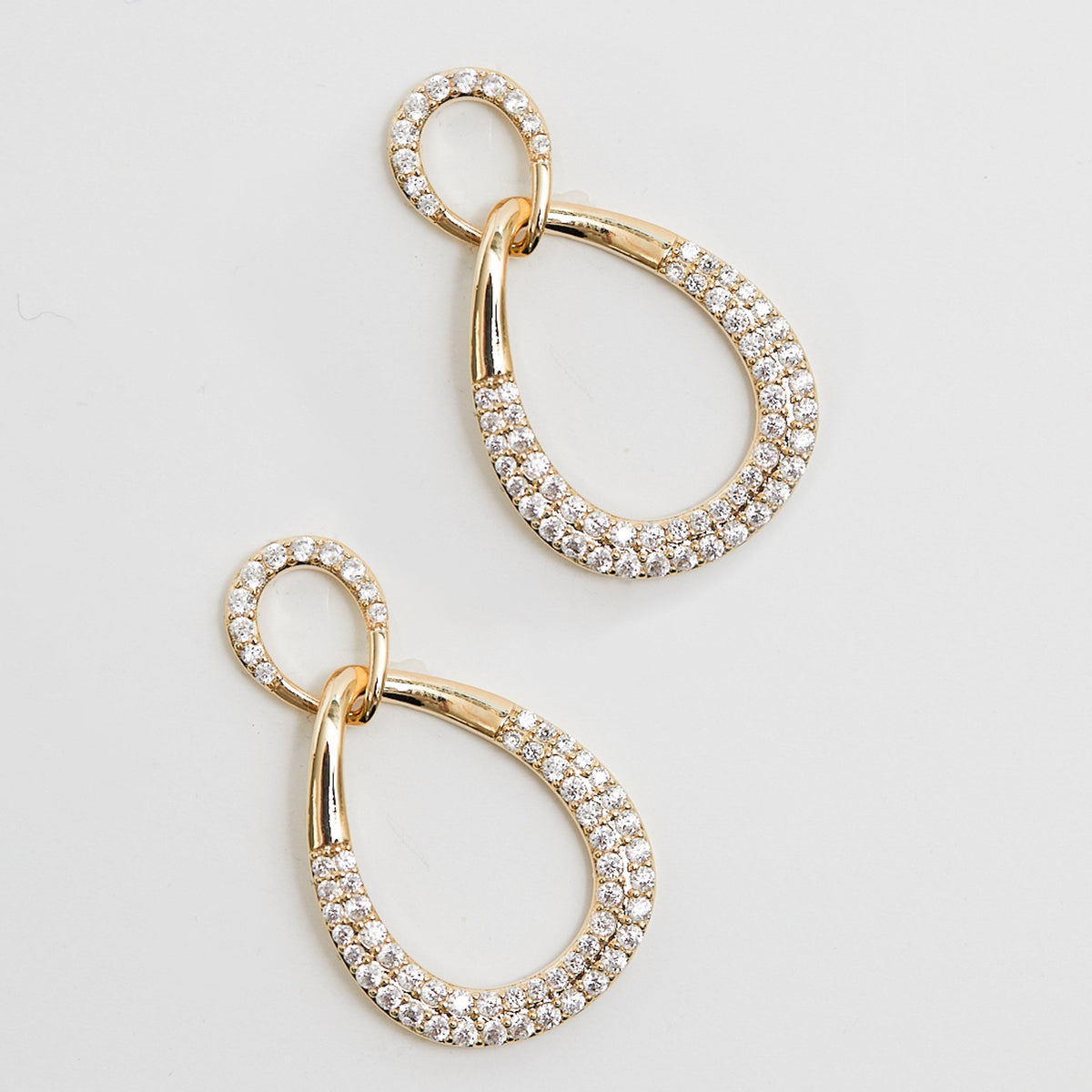 Jon Richard Gold Plated Cubic Zirconia And Polished Open Peardrop Earrings