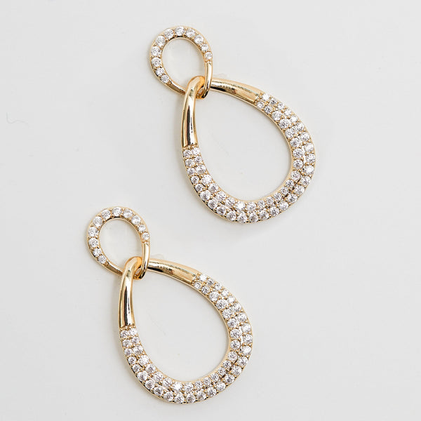 Jon Richard Gold Plated Cubic Zirconia And Polished Open Peardrop Earrings
