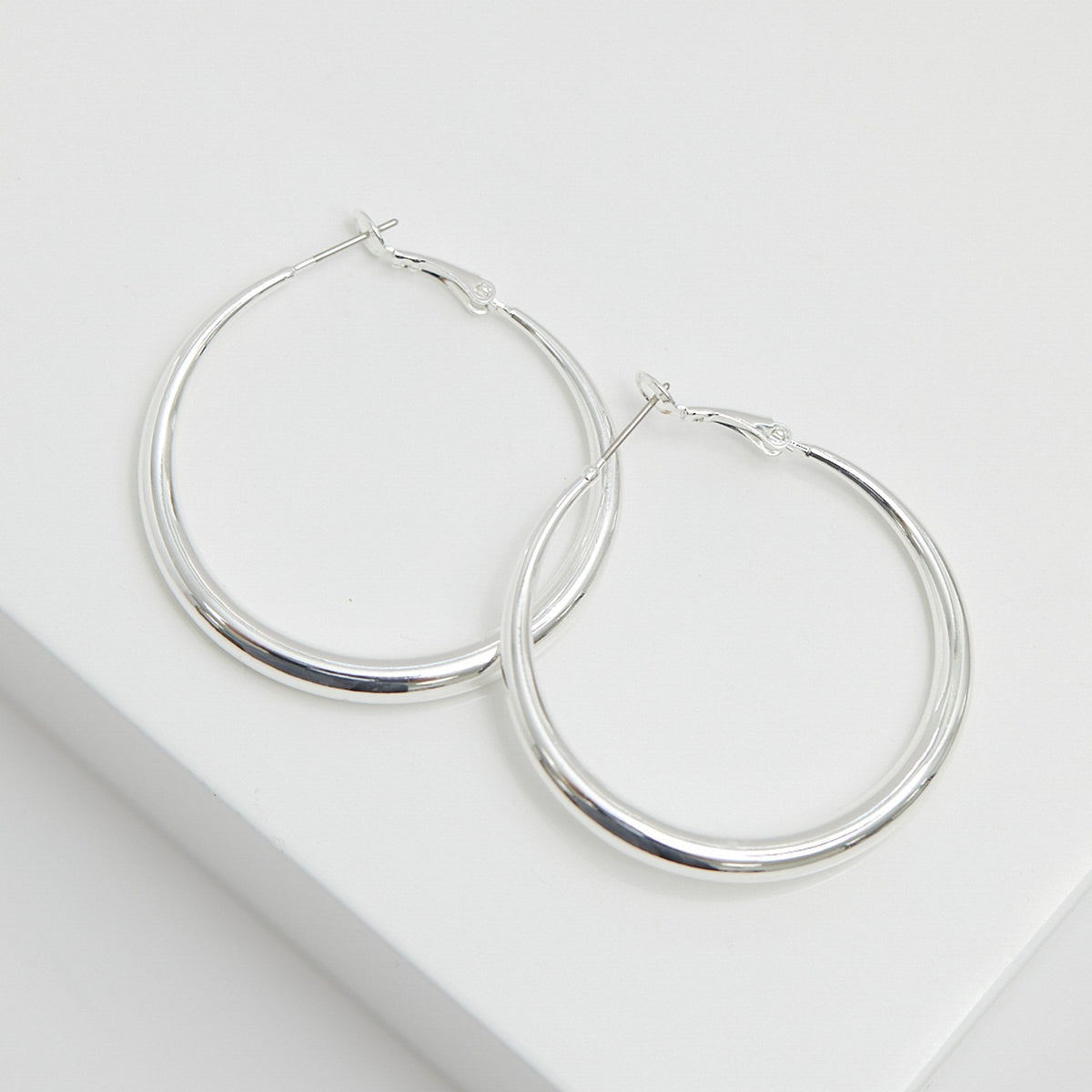 Jon Richard Silver Plated Polished Large Hoop Earrings