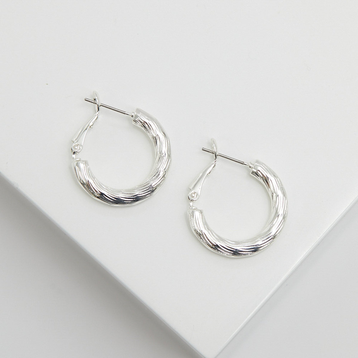 Jon Richard Silver Plated Polished Diamond Cut Hoop Earrings