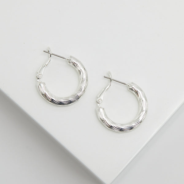 Jon Richard Silver Plated Polished Diamond Cut Hoop Earrings