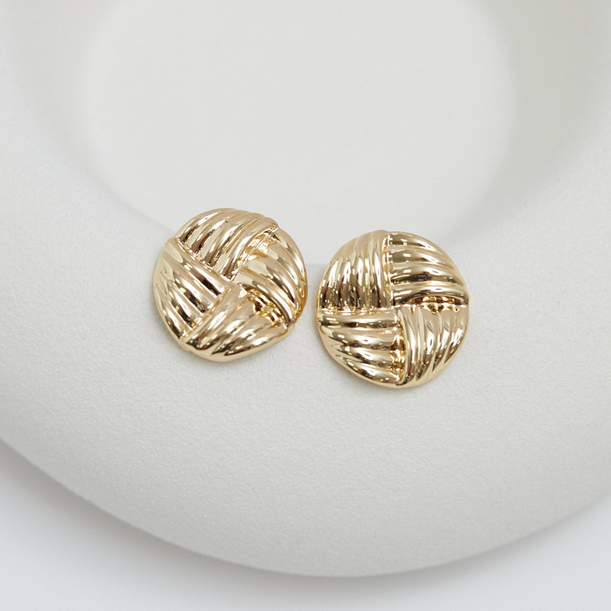 Jon Richard Gold Plated Ridged Statement Stud Earrings