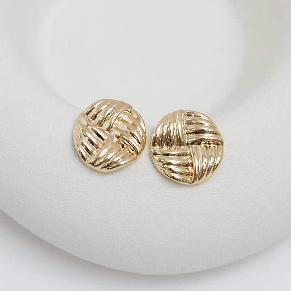 Jon Richard Gold Plated Ridged Statement Stud Earrings