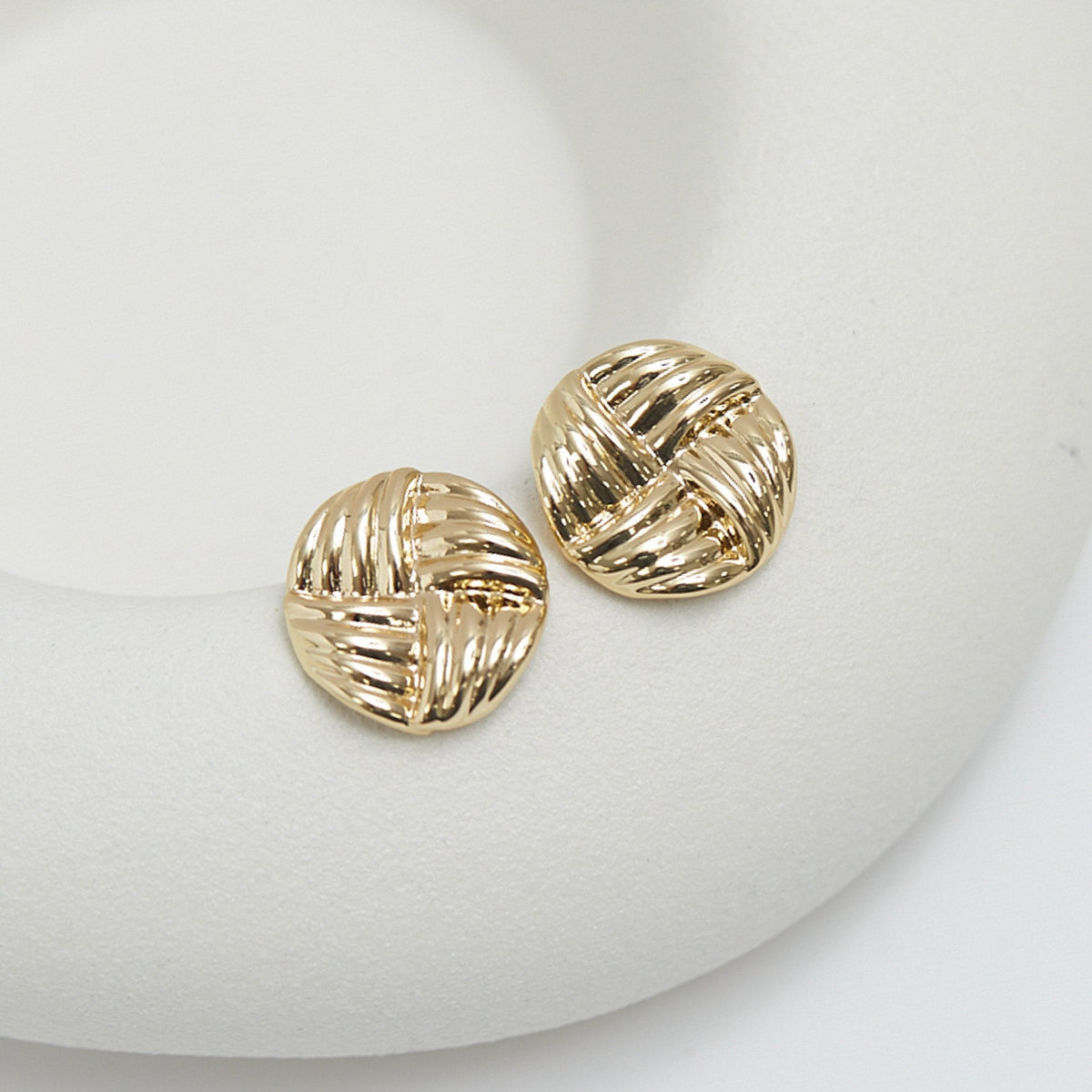 Jon Richard Gold Plated Ridged Statement Stud Earrings