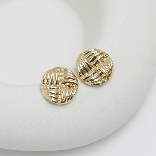 Jon Richard Gold Plated Ridged Statement Stud Earrings