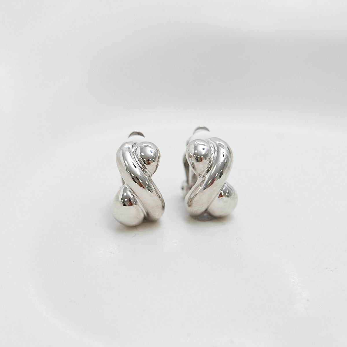 Jon Richard Silver Plated Polished Infinity Clip Earrings
