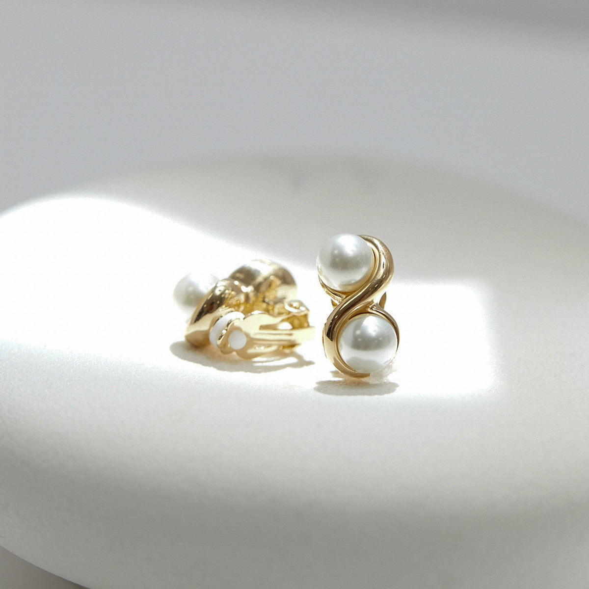 Jon Richard Gold Plated Polished And Pearl Infinity Clip Earrings