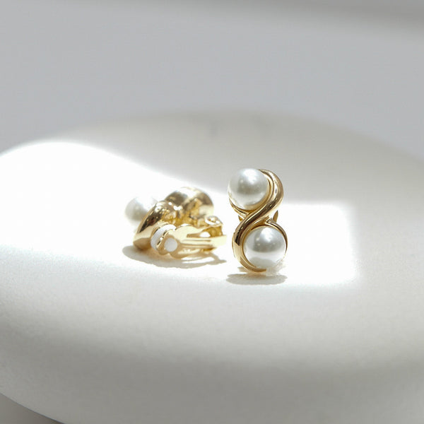 Jon Richard Gold Plated Polished And Pearl Infinity Clip Earrings
