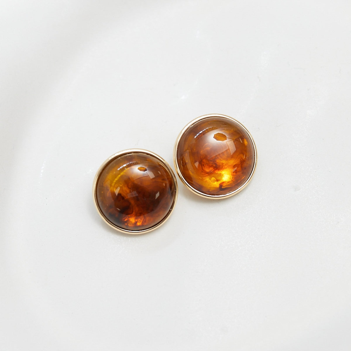 Jon Richard Gold Plated Tort Shell Dome Clip Earrings
