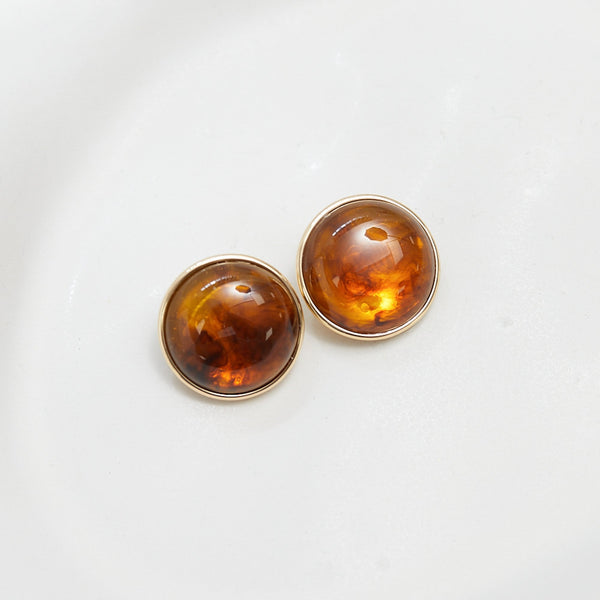 Jon Richard Gold Plated Tort Shell Dome Clip Earrings