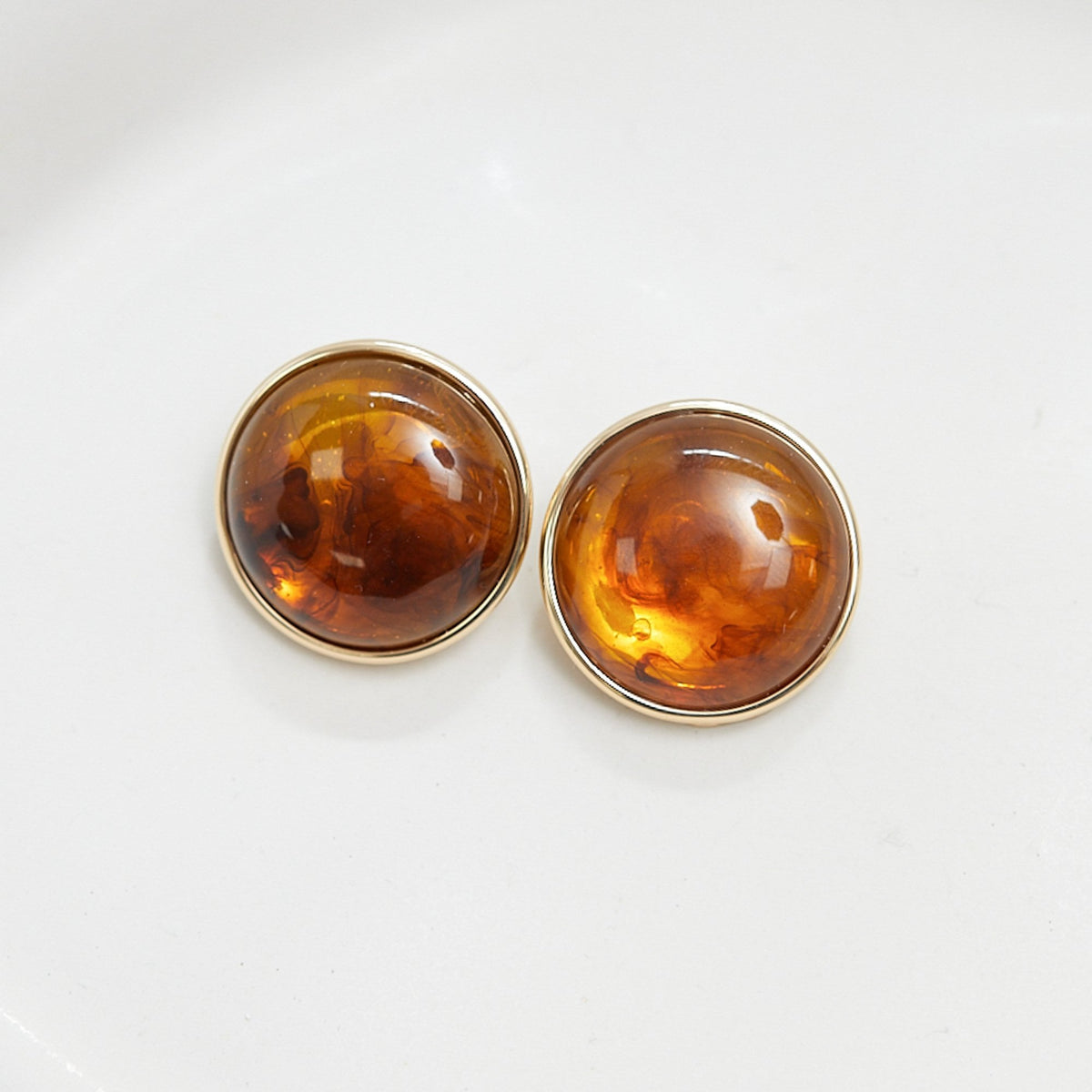 Jon Richard Gold Plated Tort Shell Dome Clip Earrings