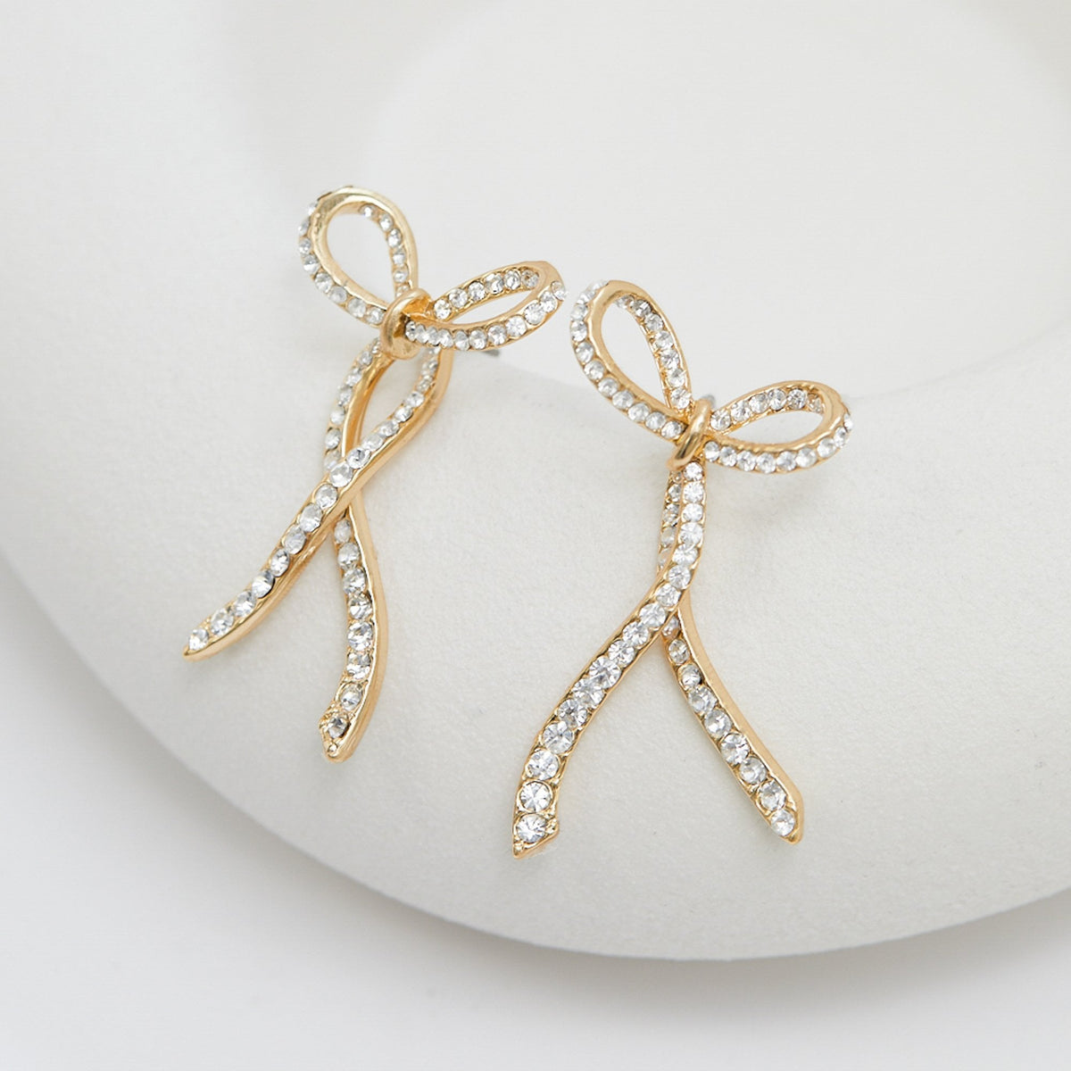 Jon Richard Gold Plated Pave Bow Statement Earrings