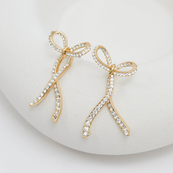 Jon Richard Gold Plated Pave Bow Statement Earrings