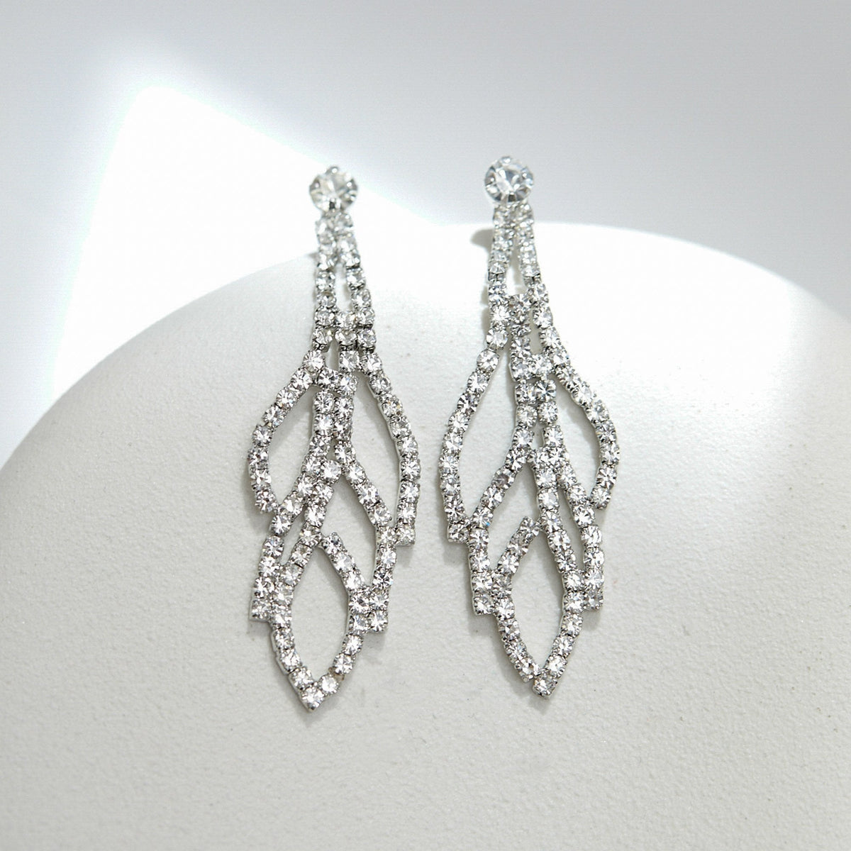 Jon Richard Rhodium Plated Crystal Leaf Earrings