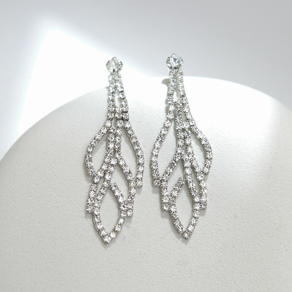 Jon Richard Rhodium Plated Crystal Leaf Earrings