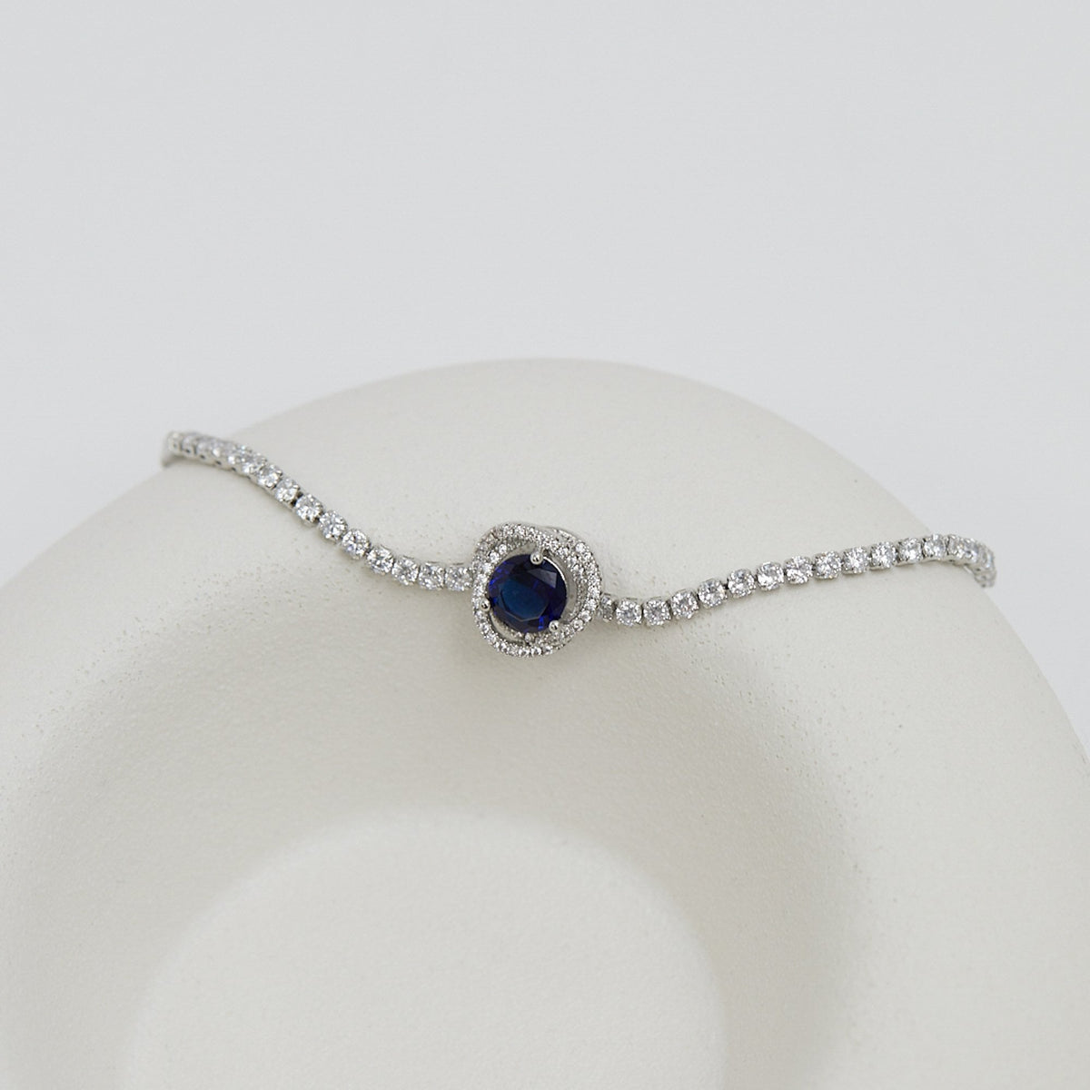 Jon Richard Rhodium Plated Sapphire Halo Toggle Bracelet
