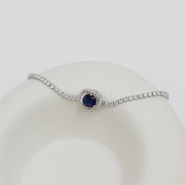 Jon Richard Rhodium Plated Sapphire Halo Toggle Bracelet