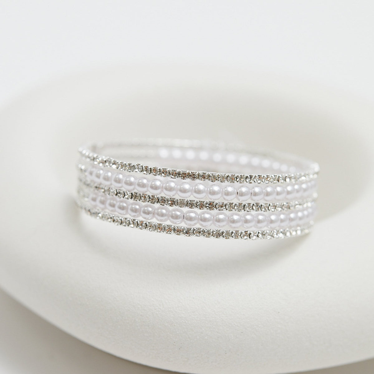 Jon Richard Silver Plated Crystal And Pearl Cuff Bracelet
