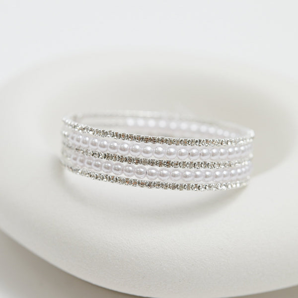 Jon Richard Silver Plated Crystal And Pearl Cuff Bracelet