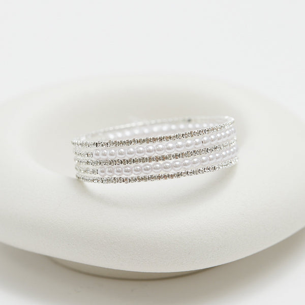 Jon Richard Silver Plated Crystal And Pearl Cuff Bracelet