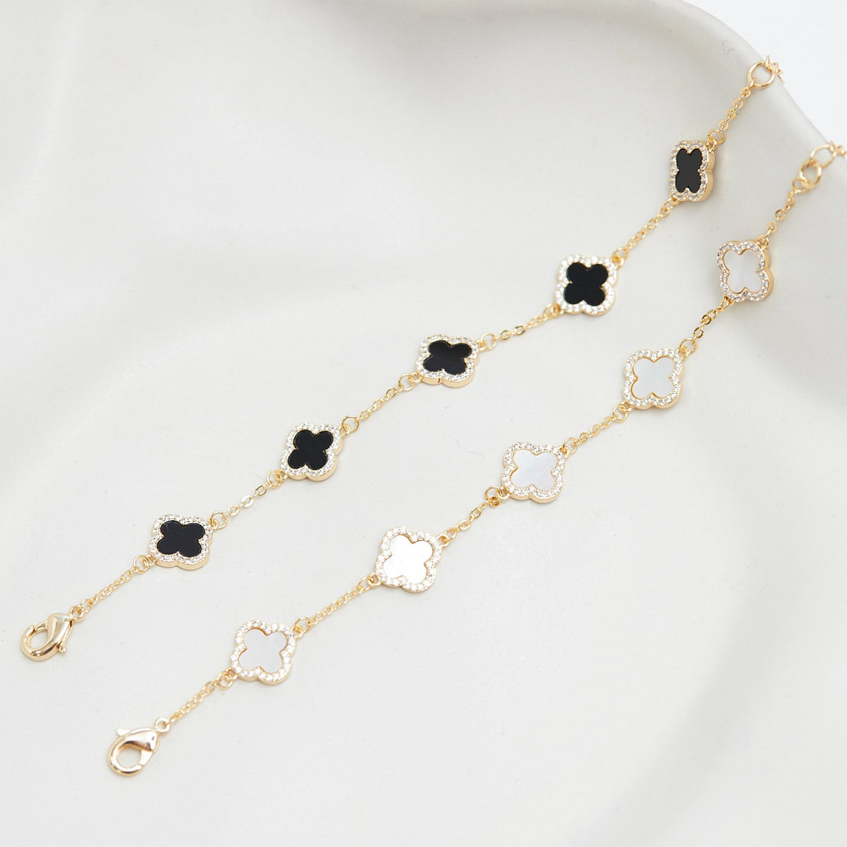 Jon Richard Gold Plated Jet Enamel Clover Bracelet