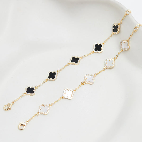Jon Richard Gold Plated Jet Enamel Clover Bracelet