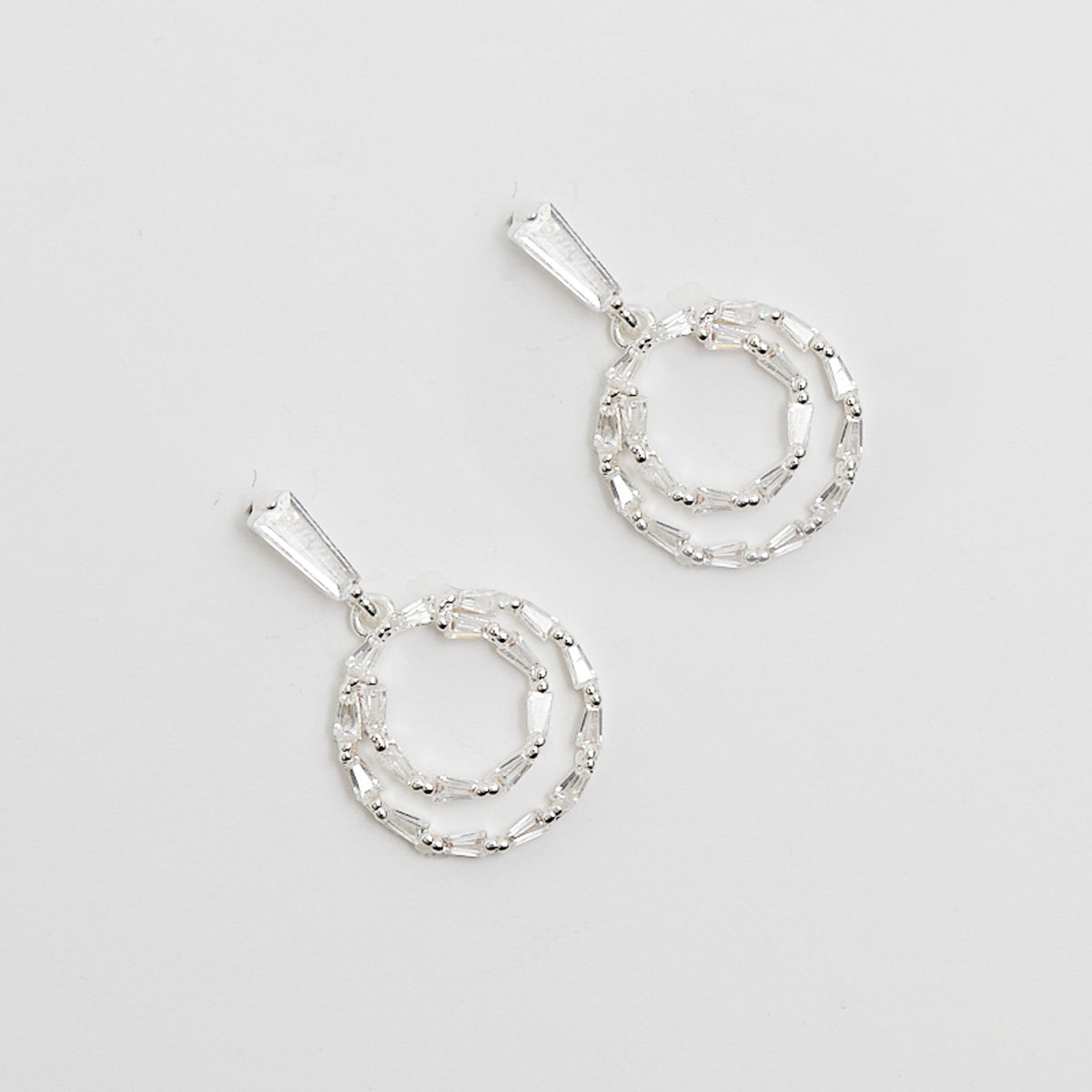 Mood Silver Crystal Cubic Zirconia Mini Forward Facing Drop Earrings