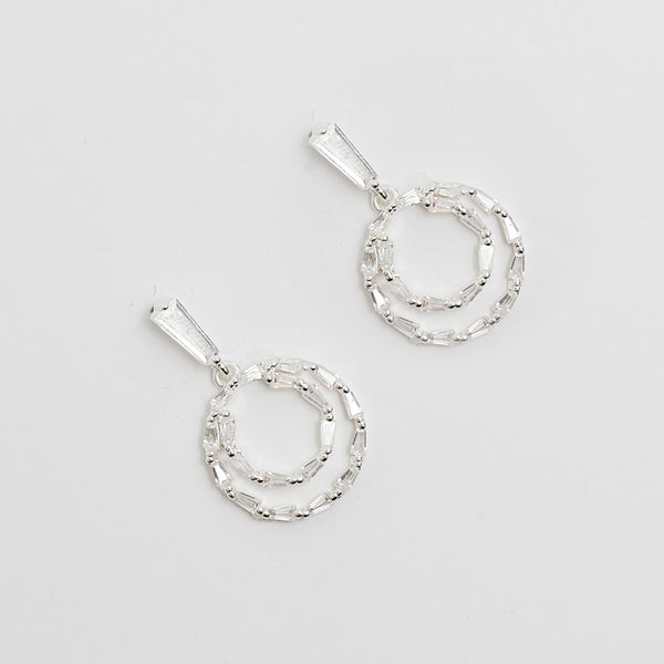 Mood Silver Crystal Cubic Zirconia Mini Forward Facing Drop Earrings