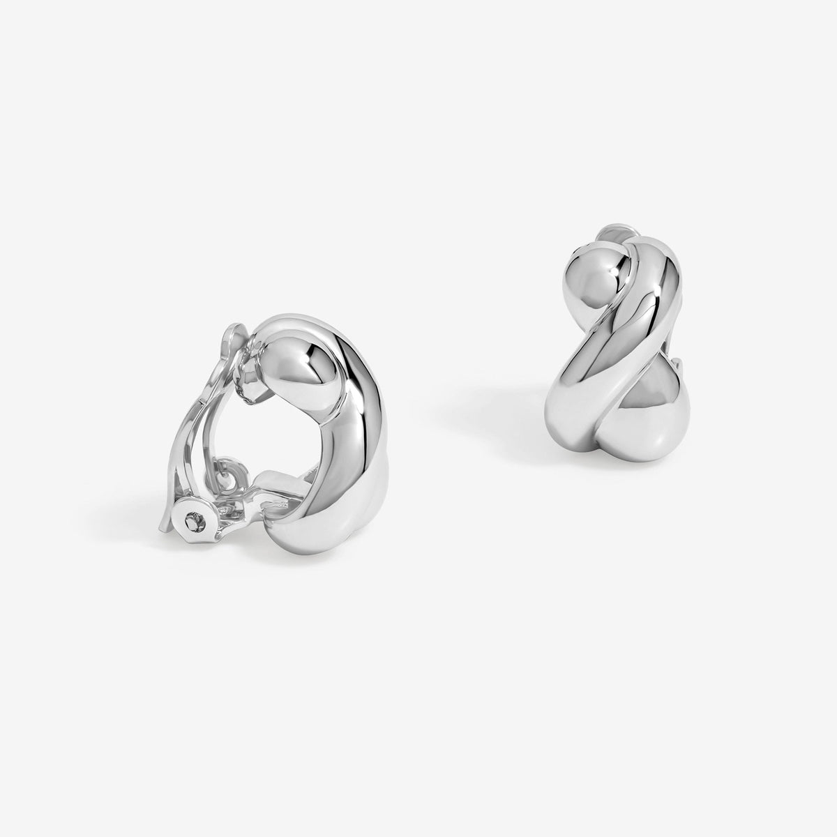 Jon Richard Silver Plated Polished Infinity Clip Earrings