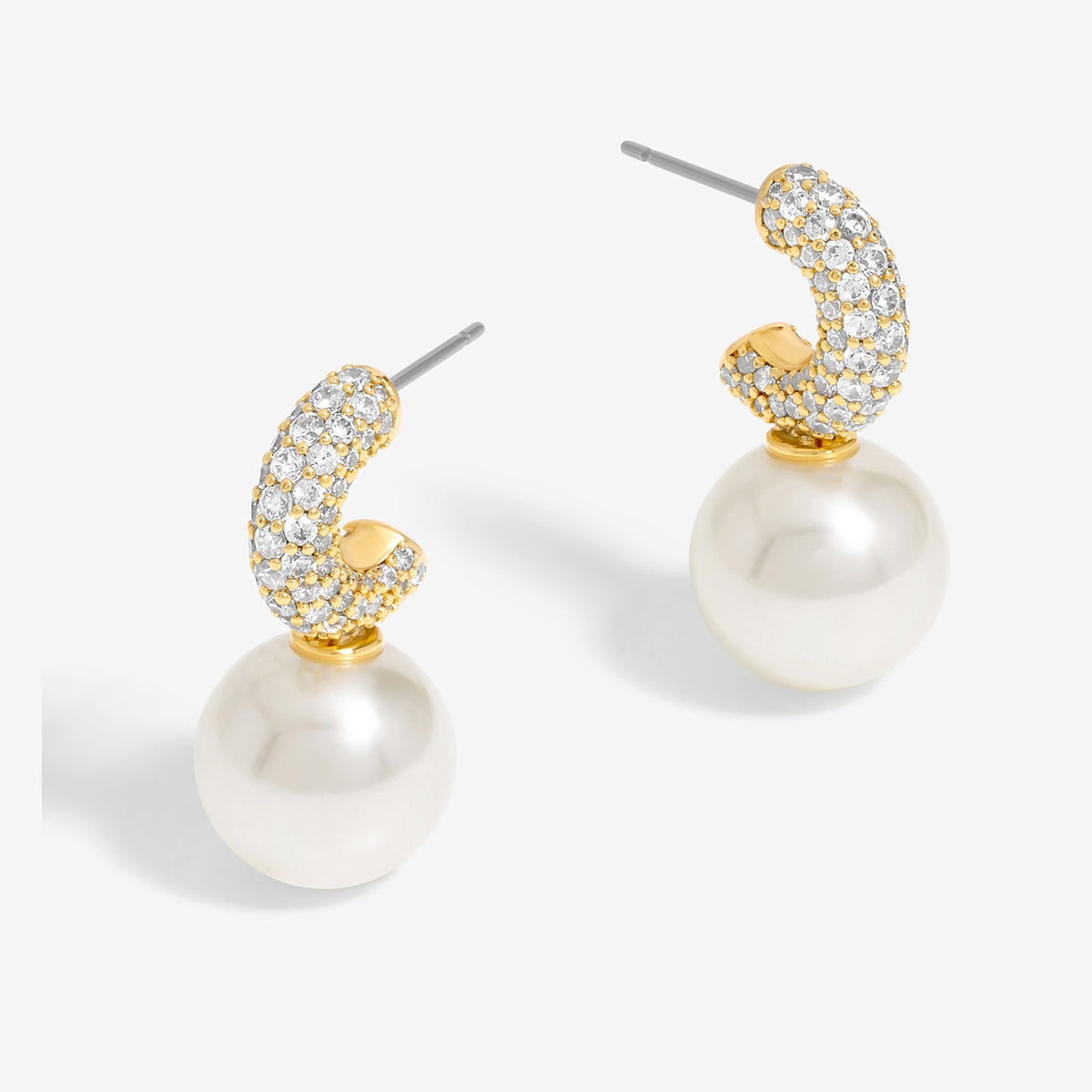Jon Richard Gold Plated Cubic Zirconia Pearl Huggie Earrings