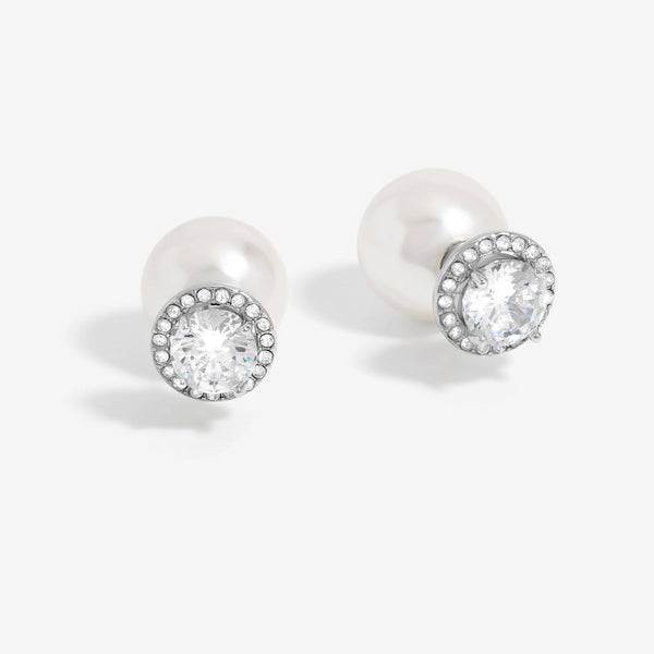 Jon Richard Rhodium Plated Pearl And Cubic Zirconia Front And Back Earrings