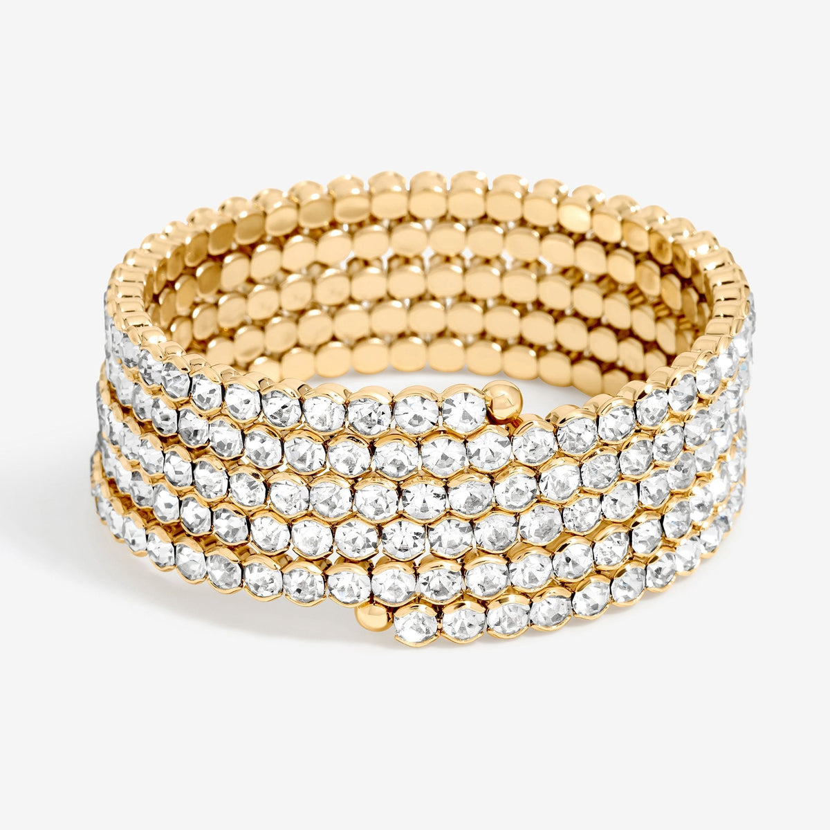 Mood Gold Crystal Round Wrap Cuff Bracelet