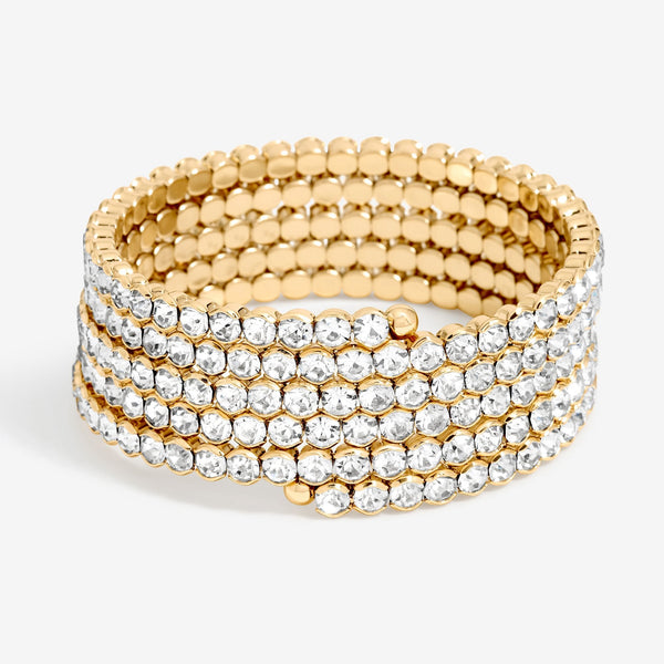 Mood Gold Crystal Round Wrap Cuff Bracelet