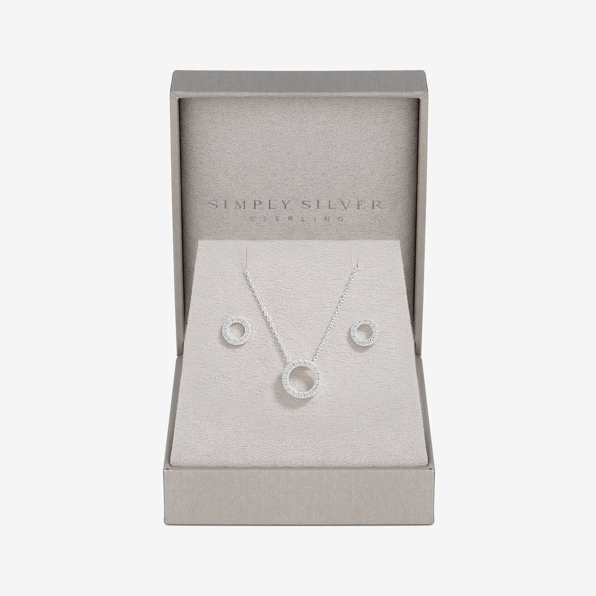 Simply Silver Sterling Silver 925 Cubic Zirconia Round Open Set - Gift Boxed